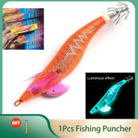 hot！【DT】 1Pc Wood Shrimp Squid Jigs With Jig Hooks Cuttlefish Fishing Size 3.5 /21g