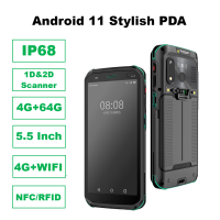 IP68เก็บโทรศํพท์เคลื่อนที่ไร้สาย4G + 64G แอนดรอยด์11 PDA ที่ทนทานขนาด5.5นิ้วเครื่องอ่าน NFC 4G ซิมม้าลายสแกนเนอร์ปืนบาร์โค้ด2มิติ