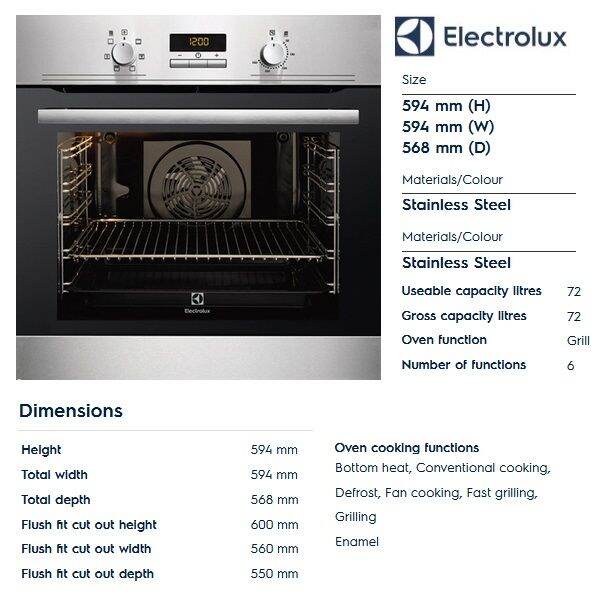 Electrolux Convection Oven EOB2400AOX (72L) Builtin Oven Lazada