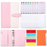 Budget Binder A6 PU Ring Binder Notebook with Clear Cash EnvelopesCash Organizer Money Saving Wallets for Travel
