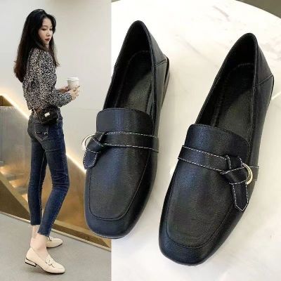 ☍ British style small leather shoes womens 2023 spring new Korean version all-match temperament fairy wind soft bottom slip-on loafers
