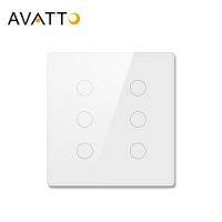 ﺴ● AVATTO Tuya WiFi Smart Switch Brazil Standard 4x4 Luxury Glass Panel Touch-Sensor4/6Gang Wall Switch Work With Alexa Google Home