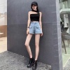 Cesq quần short denim lưng cao ống rộng thời trang mùa hè dành cho nữ - ảnh sản phẩm 3