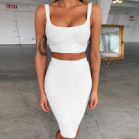 Bandage dress sets Women Sexy Two Piece Skirt Set  Summer Lilac Bodycon skirt and top set matching sets For Club Party