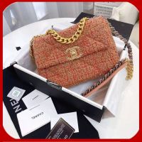 C h a n e l _ Beauty Products Tweed Chain Wallet Womens [ ขนาด 10 นิ้ว ] กระเป๋าสะพายข้าง กระเป๋าสะพายพาดลำตัวกระเป๋าผู้หญิง