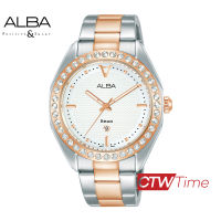 Alba Ladies White Patterned นาฬิกาข้อมือผู้หญิง สายสแตนเลส รุ่น AH7V32X1