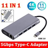 11ใน1 USB ฮับ3 0ชนิด C Splitter To Usb อะแดปเตอร์ Hdmi ตัวอ่านการ์ด VGA 11พอร์ตแท่นวางมือถือ Usb สำหรับโน้ตบุ๊ค Macbook แล็ปท็อป