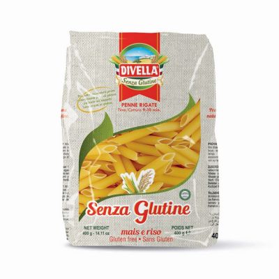 🔖New Arrival🔖 ดีเวลล่า เพนเน่ เส้นพาสต้าทรงกระบอกตัดเฉียง ปลอดกลูเตน 400 กรัม - Divella Gluten Free Penne Rigate Pasta 400g 🔖