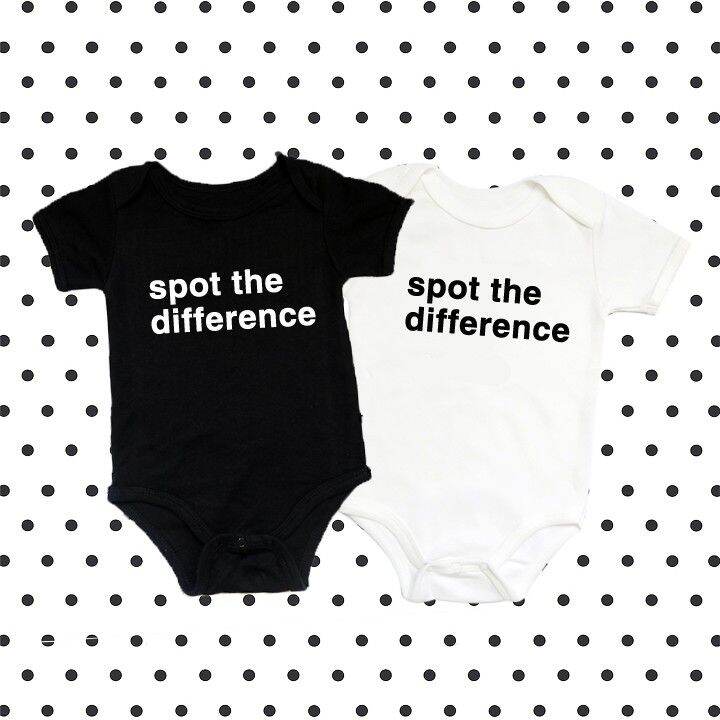 MAD POTATO Spot The Difference Twin Onesies Milestone Monthsary Baby