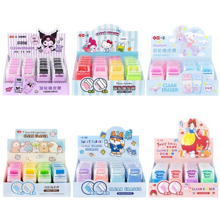 20ชิ้นอะนิเมะ-sanrio-kuromi-cinnamoroll-ruer-ยางลบน่ารักเครื่องเขียนนักเรียนการ์ตูนอุปกรณ์ยางลบที่ใช้ในโรงเรียนของขวัญขายส่ง