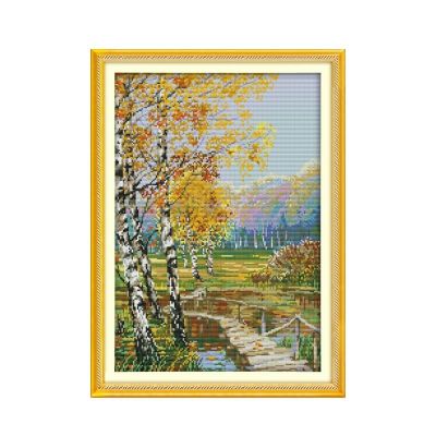 【CC】 The birch forests of autumn cross stitch kit hand embroidery handmade needlework cross-stitching DMC Dreamfounder