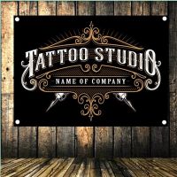 Vintage Poster Tattoo Studio ชื่อ บริษัท ดีบุกโลโก้โลหะแผ่นร้านบาร์บาร์ร้านกาแฟตกแต่งผนังวินเทจ