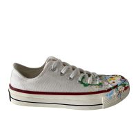 ☋  Small peach South Korea 1970 s canvas shoes white shoe ins hand-painted splash-ink marca dragon high color for summer shoes