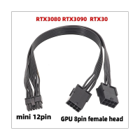 1Pcs Dual PCIe 8 Pin Female to Mini 12 Pin Male GPU Power Adapter Cable for NVIDIA GeForce RTX3080 RTX3090 GPU