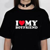 I Love My Girlfriend Tee เสื้อยืดอะนิเมะมังงะผู้หญิงตลกเสื้อผ้าฮาราจูกุ