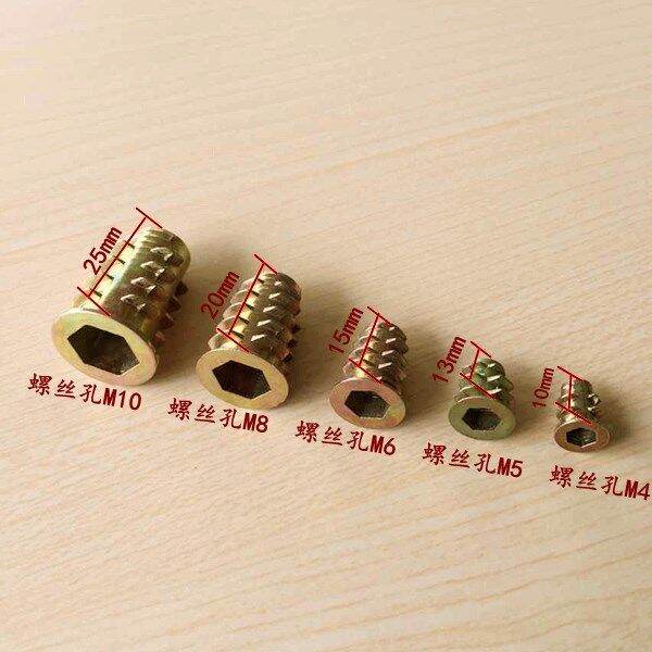 20pcs-m4-m5-m6-m8-zinc-alloy-thread-for-wood-insert-nut-flanged-hex-drive-head-furniture-nuts-nails-screws-fasteners