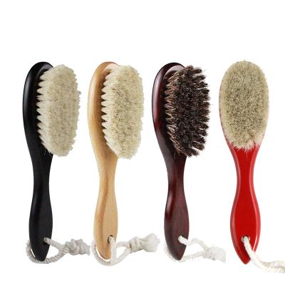 【CC】 Soft Goat Bristle Hair Sweeping Men Beard Comb Oval Wood Handle Barber Dust Broken Cleaning