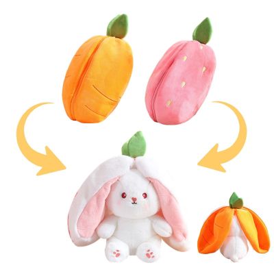 Kawaii Fruit Transfigured Bunny Plush Toy Cute Carrot Strawberry Turn Into Rabbit Plush Toy Kids Birthday Christmas Gift