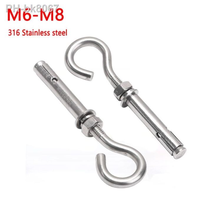 1Pcs M6 M8 Expansion Screws Hooks Opening Hole 316 A4 Stainless Steel