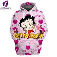 เสื้อนอก2023NEW 1ตัวเสื้อลายการ์ตูนเสื้อกีฬาผู้หญิง Betty Boop-S น่ารักสำหรับท่านชาย3D จัมเปอร์แขนยาวแนว Streetwear ฮู้ดแบบซิปชุดวอร์ม Plover