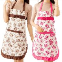 Woman Bowknot Flower Pattern Apron Adult Bibs Home Cooking Baking Coffee Shop Cleaning Sleeveles Aprons Kitchen Accessories Aprons