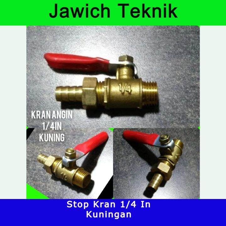 Stop Kran Keran Angin 1/4 In Kuningan Ball Valve Nepel Air Kompresor ...