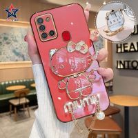 เคสด้านหลังป้องกันการกระแทกสำหรับ Samsung Galaxy A04 4G A20S A02 A04E A10S 3มิติการ์ตูนน่ารักแฟชั่น Hello Kitty กระจกแต่งหน้า