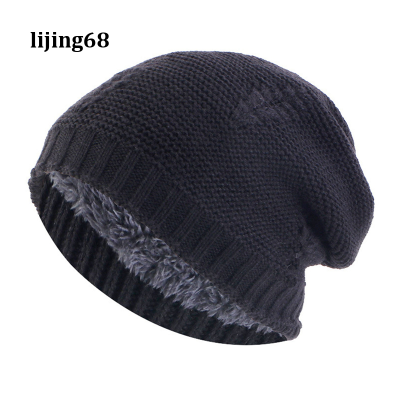 Lijing หมวกถักไหมพรมหนาทำมือหมวกถักหมวกสีสดอบอุ่นกลางแจ้งกันลมขนแกะฤดูใบไม้ร่วงฤดูหนาว