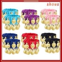 SHOUS 1 Pair สำหรับผู้หญิง เครื่องประดับอัญมณีอัญมณี เหรียญทองคำอ่อน กำไลข้อมือสำหรับระบำหน้าท้อง กำไลข้อมือมือ กำไลข้อมือสั่น สายรัดข้อมือ