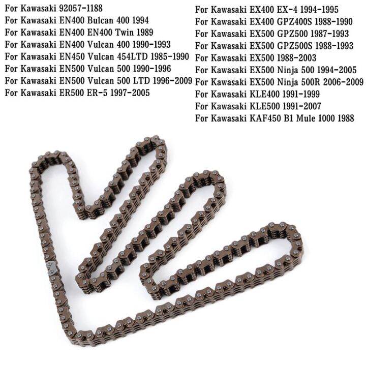Cam Timing Chain สำหรับ Kawasaki EN400 EN450 EN500 ER500 Vulcan 400 454 500 EX400 EX500 GPZ400S