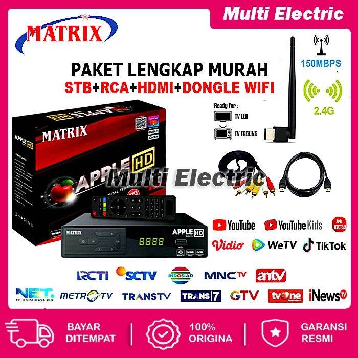 SET TOP BOX TV DIGITAL MATRIX APPLE MERAH DVBT2 EWS UHF FULL HD / STB