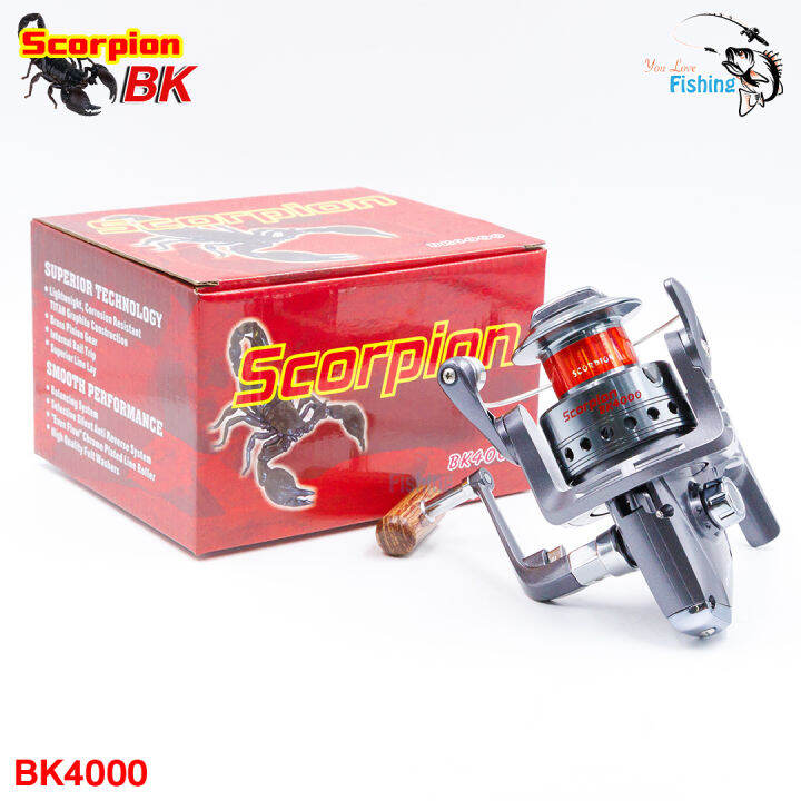 รอกตกปลา-รอกสปินนิ่ง-scorpion-bk-series-reel-รุ่นใหม่ของค่ายดัง-เบอร์-4000-ตกปลาหน้าดิน-ตกปลาสวาย-ตีเหยื่อปลอม