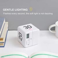 Gravity Sensor Flip Timer Lightweight Responsive Cube Timer Sports Timer White Practical Kitchen Timer For Shower/Study/Cooking