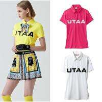 UTAA กอล์ฟผู้หญิงสไตล์เกาหลี,เสื้อยืดแขนสั้นยืดหยุ่นระบายอากาศได้ดีมีปกเสื้อกอล์ฟ23ชิ้น