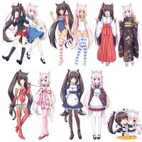 Three Ratels CA62 NEKOPARA_CHRONICLE Cute cats ear girls  Waterproof Decal Vinyl auto Wrap car stickers wall decals for gamers Wall Stickers Decals