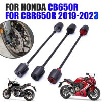 ✑ตัวเลื่อนการชนของเพลาส้อมล้อป้องกันล้มสำหรับฮอนด้า CBR650R CB650R CBR 650 R CB 650R CB650 R ของประดับจักรยานยนต์ด้านหน้า