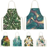 Plant Style Apron For Kitchen Home Cooking Apron Barista Apron Leaves Flowers Pattern Home Apron Ladies Gadgets For Women Bibs