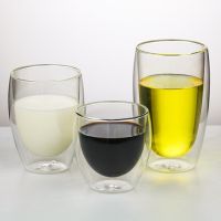 hotx【DT】 Wall Glass Transparent Cup Set Household Drinkware 150/250/350/450/ml