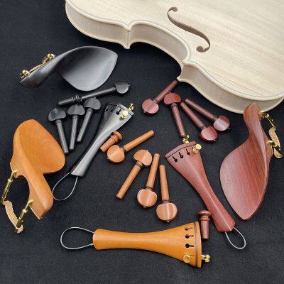 1ชุดใหม่4/4ไวโอลินไม้มะเกลือ/ไม้ชิงชัน/ไม้พุทราชิ้นส่วนตกแต่ง,Tailpiece + เครื่องมือจูนกีตาร์ + Endpins + ที่วางคาง/ที่ยึดคาง