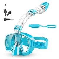 Snorkel Mask Foldable Diving Mask Set with Dry Top System and Camera Mount, Anti-Fog Professional Snorkeling Gear