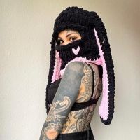 【YD】 Ear Beanie Hat Gothic Punk Thicken Warm Windproof Knitted Caps Streetwear