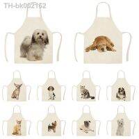 ¤☸✖ Kitchen Apron Sketch Wearing Pug Pet Dog Cat Printed Sleeveless Cotton Linen Aprons for Men Women Home Cleaning Tools Delantal