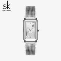 Shengke Rectangle Women Watch Mini Silver Mesh Strap Creative Quartz Japanese Movement Relogio Feminino Christmas Montre Femme