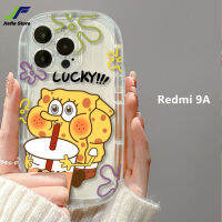 เคสโทรศัพท์การ์ตูน SpongeBob JieFie สำหรับเรดมี่9A น่ารักรูปดาวดื่มชานมสบู่เคสโทรศัพท์กันกระแทก TPU