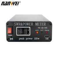 NANWEI 1.8MHz-50MHz 0.5W-120W SWR HF คลื่นสั้นยืนคลื่นเมตรมิเตอร์ไฟฟ้า FM AM CW SSB แบบพกพา SWR พร้อมหน้าจอแสดงผล OLED อลูมิเนียมที่อยู่อาศัย