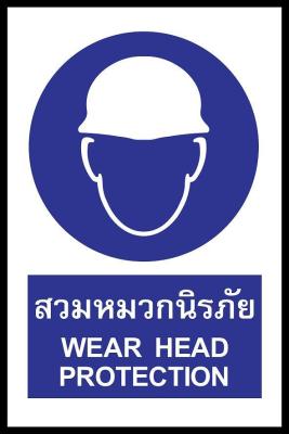 SA1167 ป้าย PV safety  สวมหมวกนิรภัย