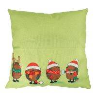 Christmas Sofa Bed Home Decoration Festival Square Pillow Case Cushion Cover (Four cute animals)