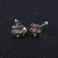 Gems Ballet Multicolor Natural Citrine Smoky Quartz Stud Earrings 925 Sterling Silver Earrings For Women Wedding Fine Jewelry