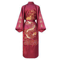 Luxury Kimono Bathrobe Gown Home Clothing Oversize 3XL men Embroidery Chinese Dragon Robe Male Sleepwear Loose Nightwear