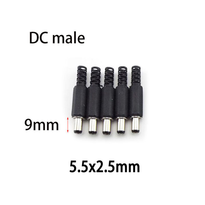 qkkqla-5pcs-5-5x2-5mm-dc-female-male-jack-socket-power-supply-plug-connectors-male-adapter-wire-5525-terminal